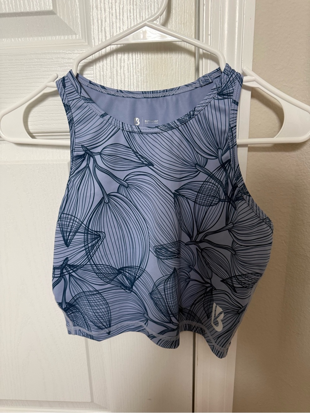 BuffBunny Collection Periwinkle Blue Printed Crop Tank | Small